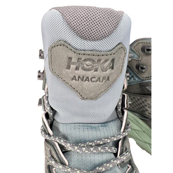 HOKA Anacapa Mid GTX Hiking Boots Shoes 8.5 B Trellis/Mist Green Vibram GoreTex - Picture 2 of 14